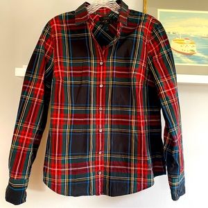 J. Crew Perfect Fit Festive Plaid Button Up Size 4